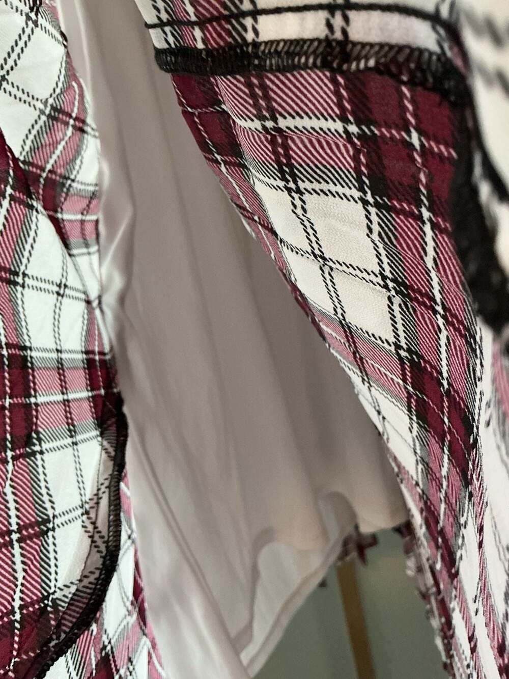 Wild Fable Plaid Babydoll Dress Size XS Burgundy - Picture 5 of 6